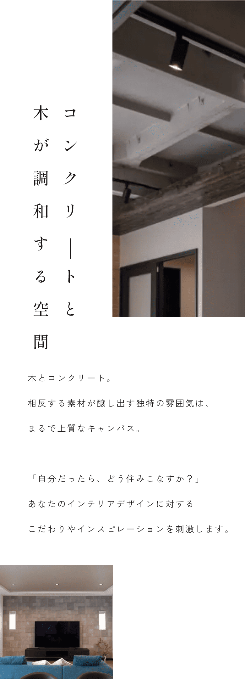 コンクリートと木が調和する空間