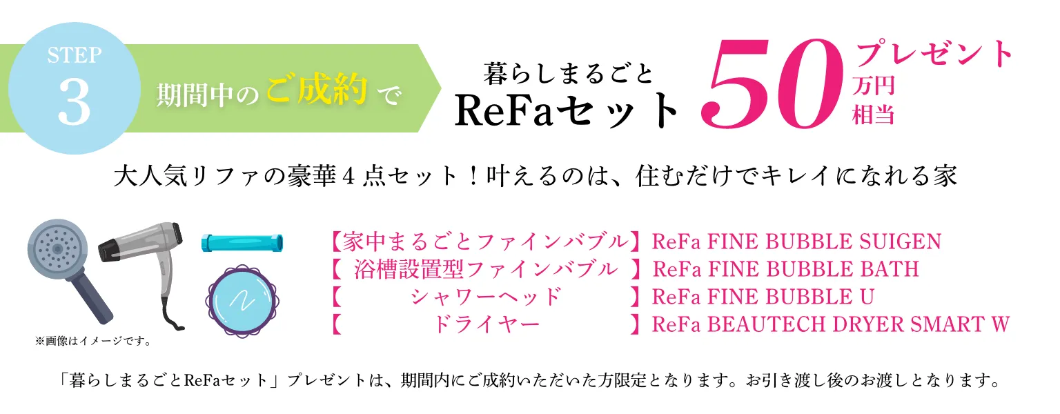 STEP３：期間中のご成約｜暮らしまるごとReFaセット５０万円相当