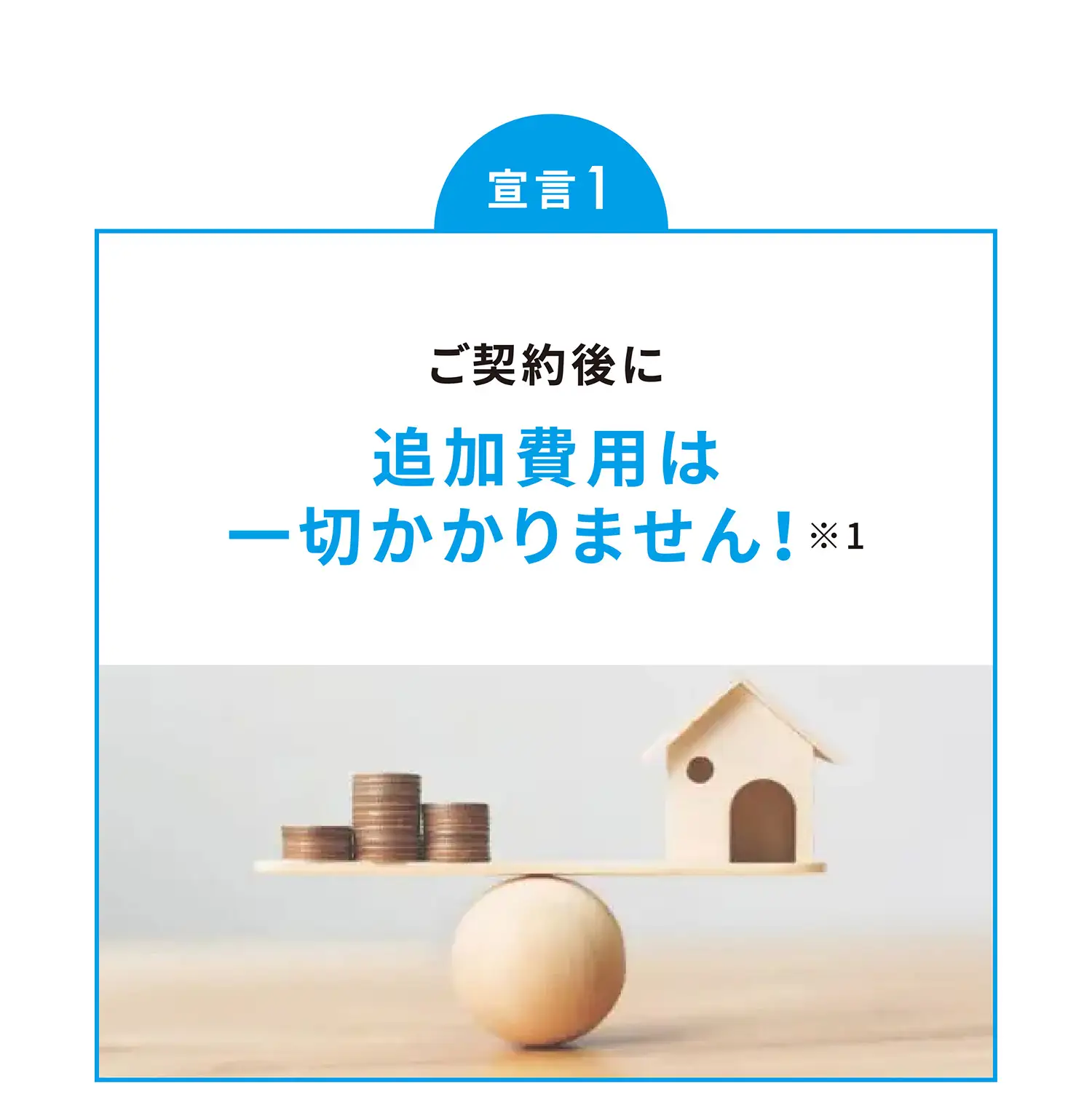 宣言1 ご契約後に追加費用は一切かかりません！※1